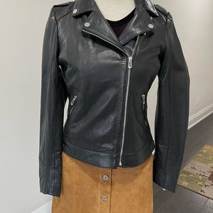 Genuine leather lambskin women biker jacket